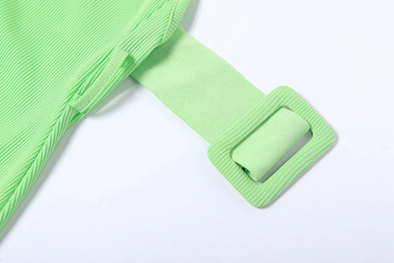 New Mint green Single Breasted open Back Slim Fit Dress for women - Image 3